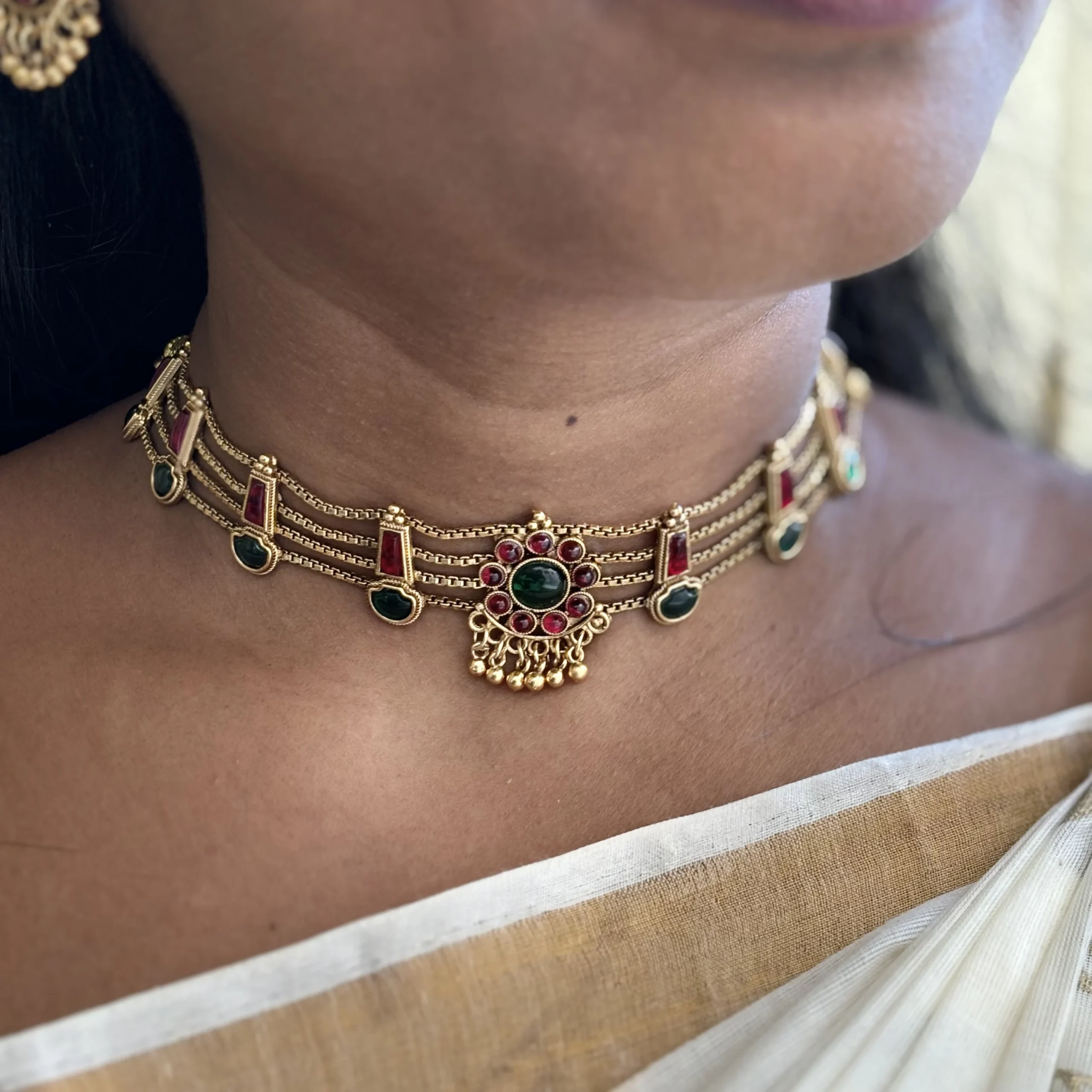 layered palaka choker – antique gold traditional jewellery layered palaka choker – antique gold traditional jewellery